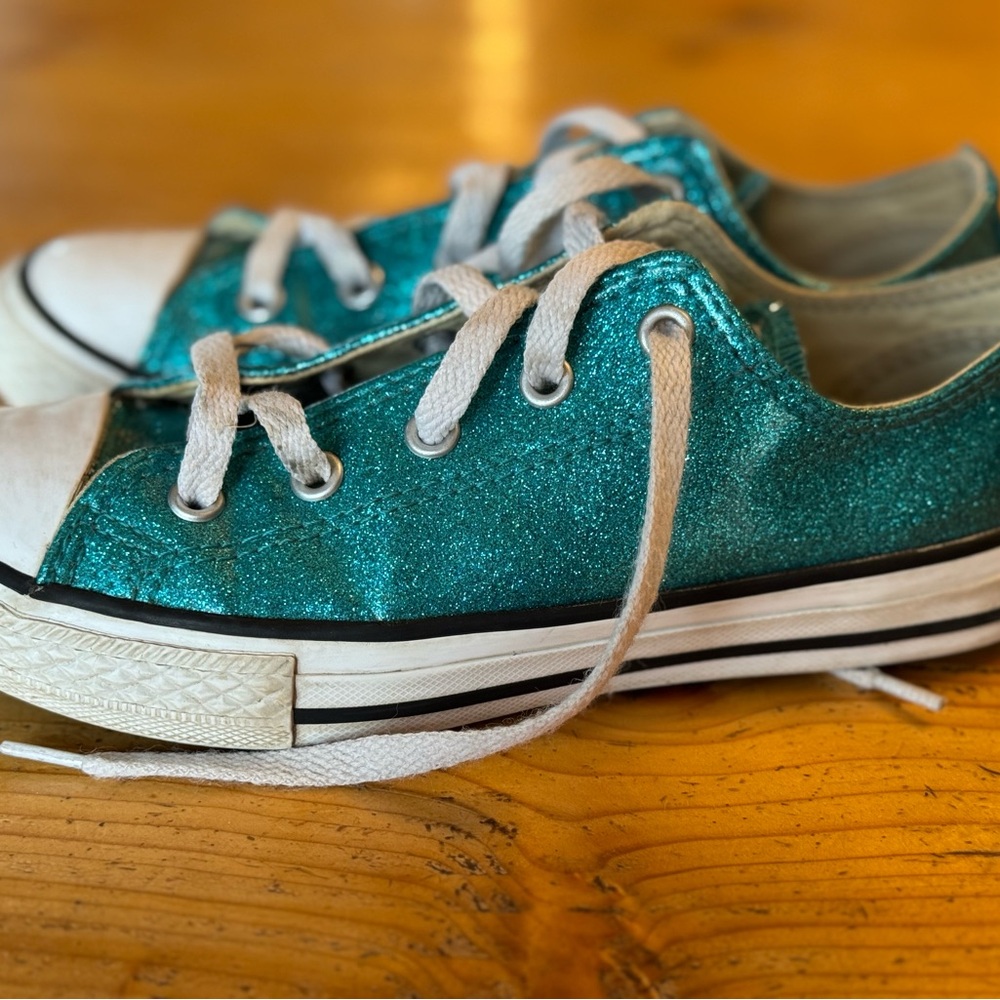 Converse Kids Shimmering Teal Sneakers - Picture 3 of 12